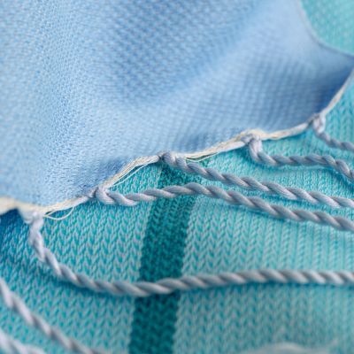 Nsija Stola handgewebt Türkis-Blau-Grau - 5