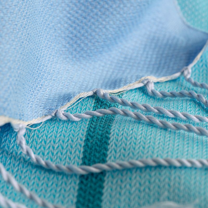 Nsija Stola handgewebt Türkis-Blau-Grau - 5