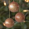 6 Papiermaché Christbaumkugeln Udhampur Rot und Gold - 2