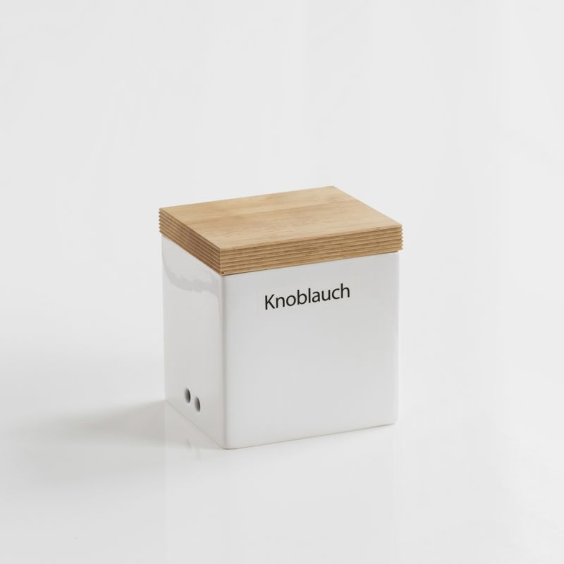 Knoblauch-Vorratsdose mit Holzdeckel