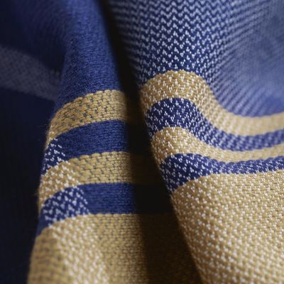 Nsija Stola handgewebte Baumwolle Khaki-Blau-Grau - 5