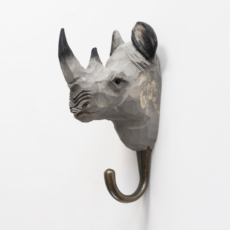 Handgeschnitzter Kleiderhaken Nashorn