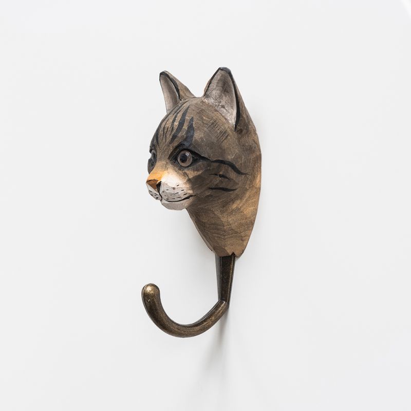 Handgeschnitzter Kleiderhaken Katze