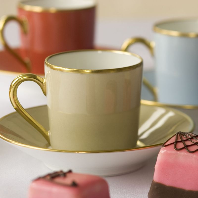 Porcelaine de Limoges Mokkatasse mit Golddekor Türkis - 3