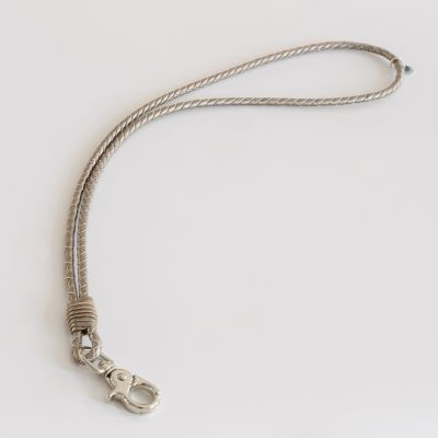 Schlüsselband Metallic-Leder Silber