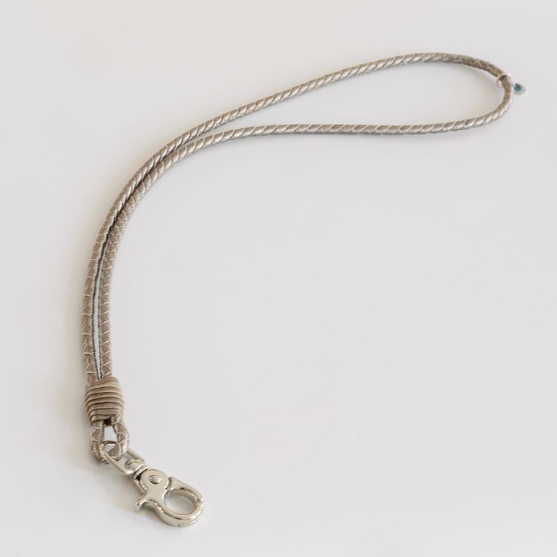 Schlüsselband Metallic-Leder Silber