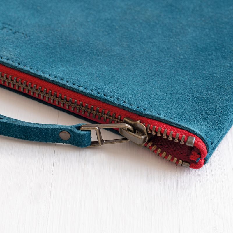 Leder-Pouch Groß Blau - 2