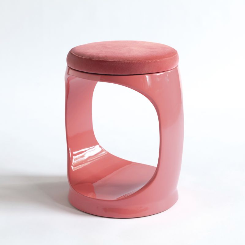 Signet Ring Stool mit Samtkissen Pink