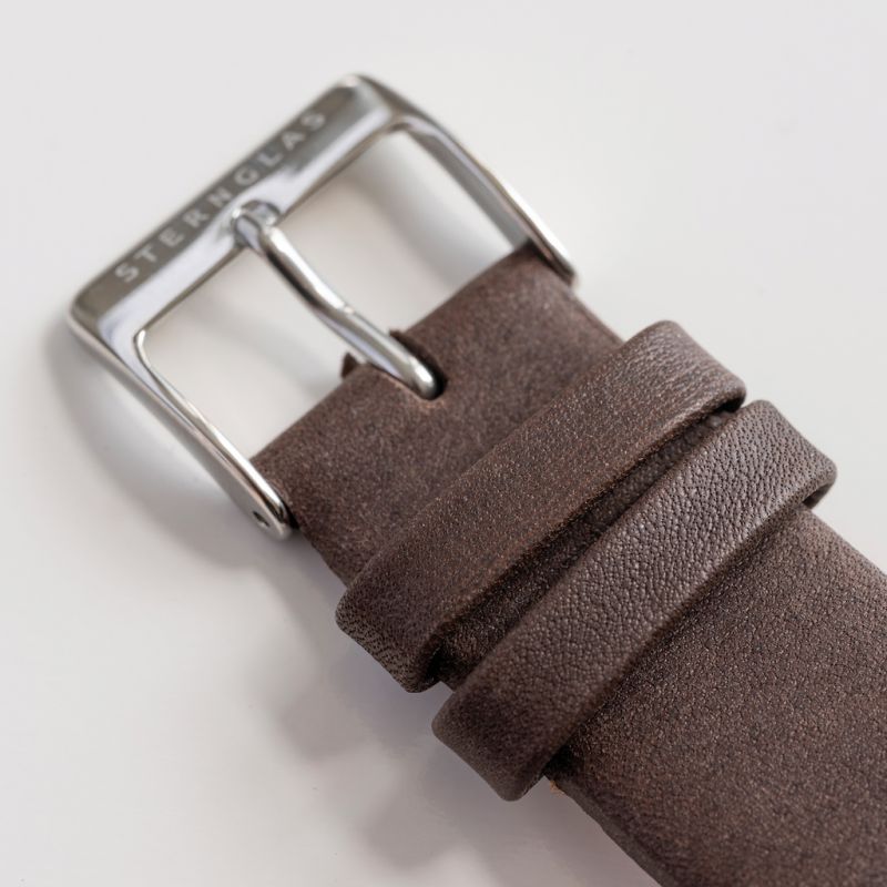 Sternglas: Weißes Ziffernblatt mit braunem Band - 2
