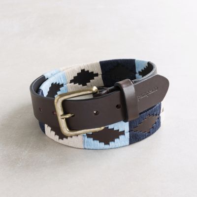 Polo-Gürtel 90 cm Hellblau/Weiß/Navy