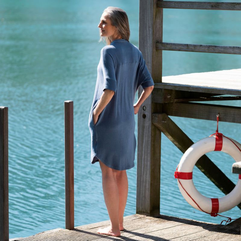 Sunday in Bed X Torquato Kleid Rania Frottee Dusty Blue XL - 5