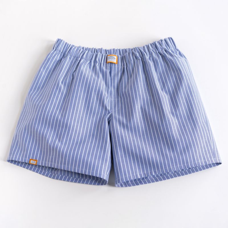 Lamb & Shadow Boxershorts Blau/Weiß gestreift M