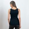Rosemunde Seidentop mit Spitze Babette Navy M - 3