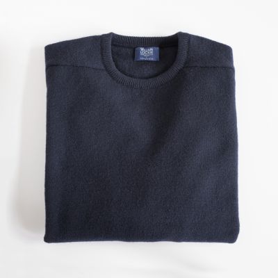 Lambswool-Pullover mit Rundhalsausschnitt Navy Gr. 54