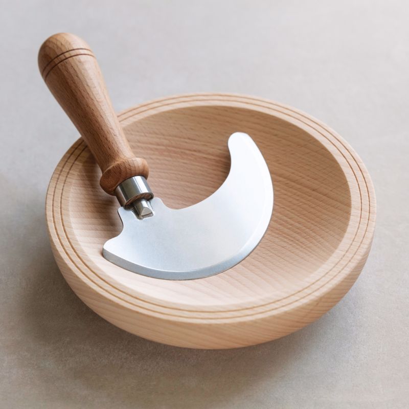 Thuner Kräutermesser mit Holzschale