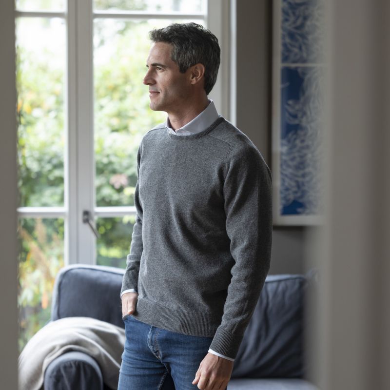 Lambswool-Pullover mit Rundhalsausschnitt Mid Grey Gr. 58 - 2