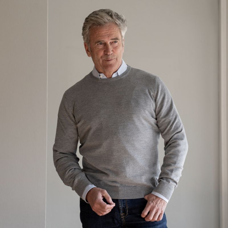 Gran Sasso Rundhals Pullover Grau Gr. 56 - 2