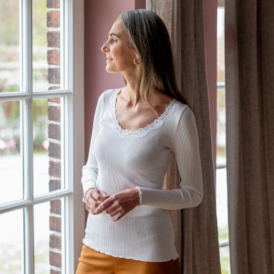 Rosemunde Langarm-Seidenshirt mit Spitze Babette - 2