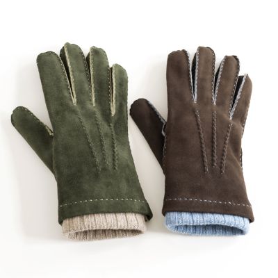 Herrenhandschuhe aus Ziegenleder mit Kaschmir-Stulpe