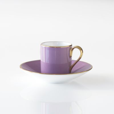 Porcelaine de Limoges Mokkatasse mit Golddekor Lila