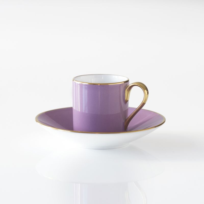 Porcelaine de Limoges Mokkatasse mit Golddekor Lila