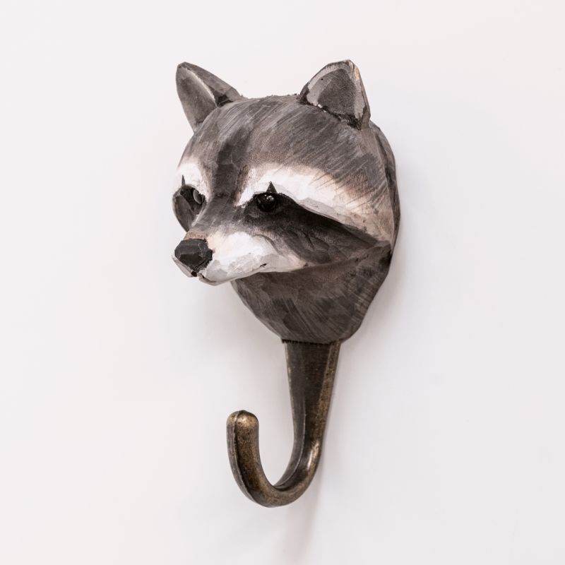 Handgeschnitzter Kleiderhaken Waschbär