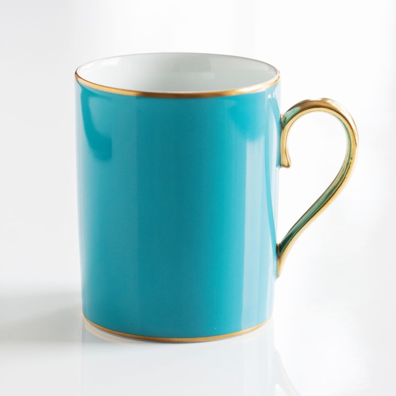 Porcelaine de Limoges Becher mit Golddekor Türkis