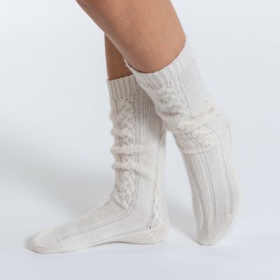 William Lockie X Torquato Kaschmirsocken White Undyed