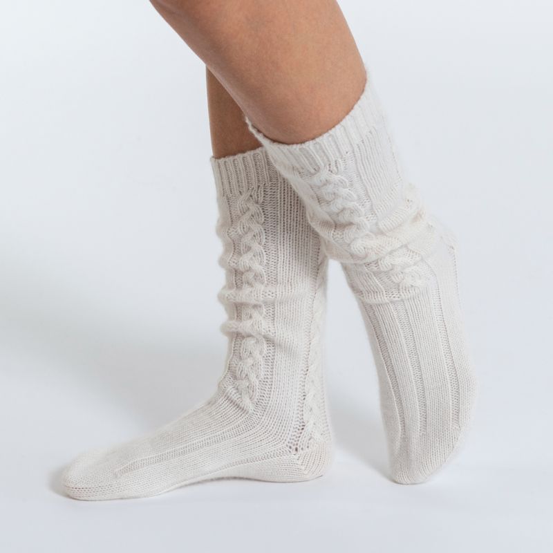William Lockie X Torquato Kaschmirsocken White Undyed