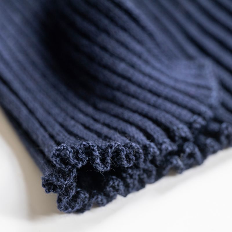 Rippenstrickschal aus reiner Wolle Marine - 4
