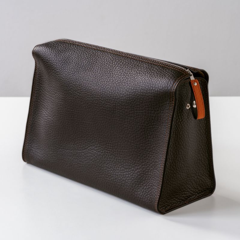 Hammann Kulturtasche Hirschleder Braun/Orange
