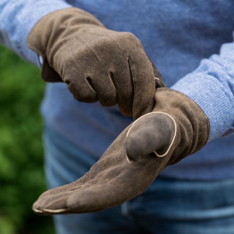 Ziegenlederhandschuhe mit Kaschmirfutter Walnuß - 3