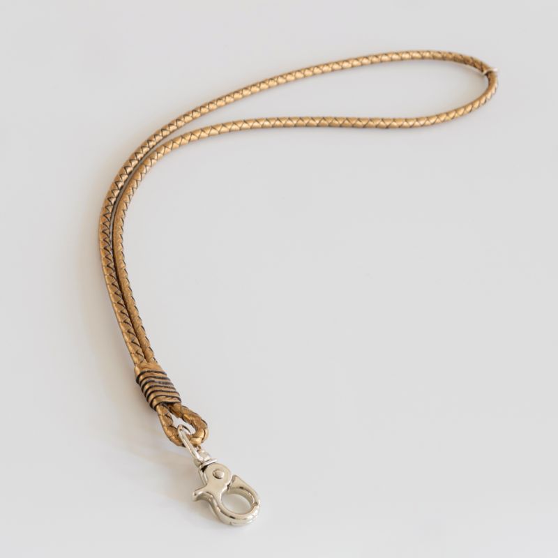 Schlüsselband Metallic-Leder Gold