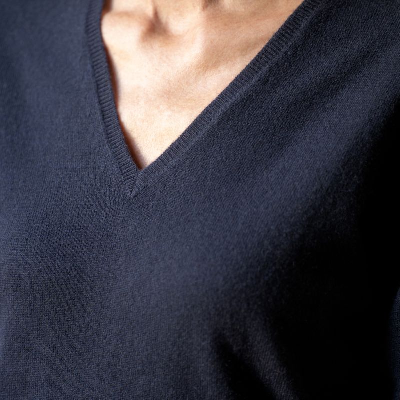 William Lockie X Torquato V-Ausschnitt Kaschmir Navy M - 3