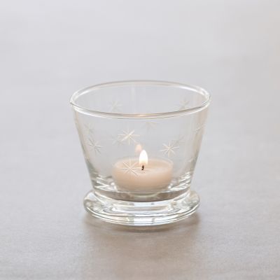 Windlicht aus mundgeblasenem Glas mit Sternen klein