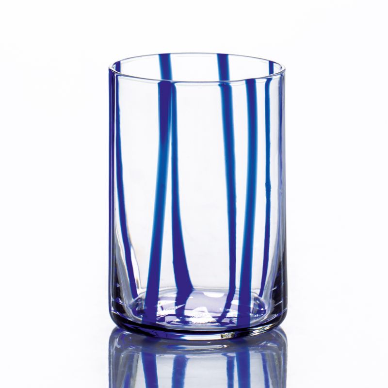 Zafferano Trinkglas Streifen Blau 6er-Set